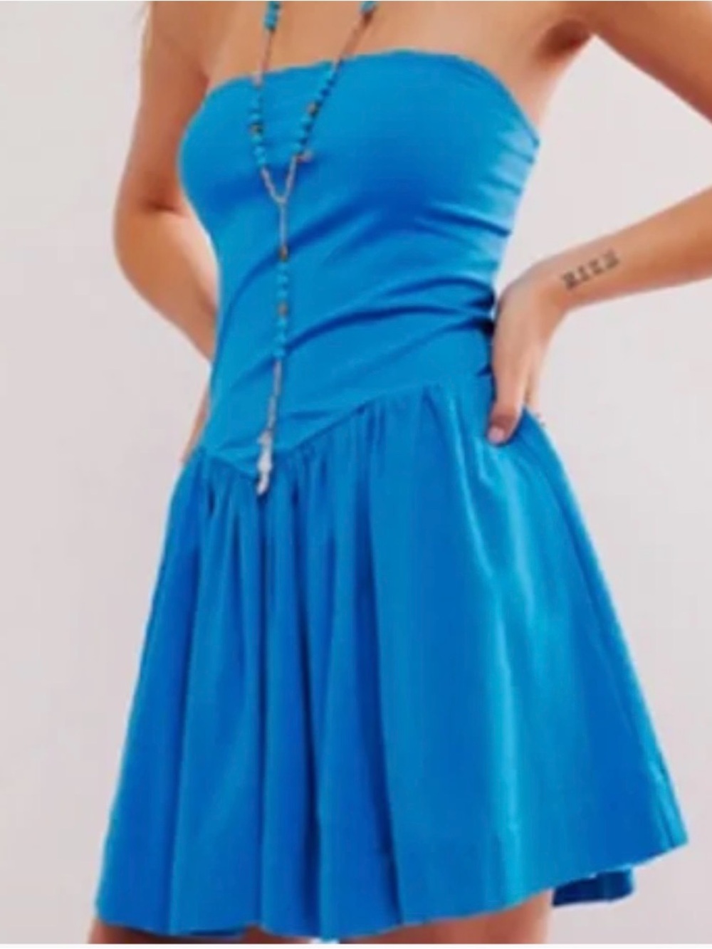 Free People Strapless Blue Mini Dress